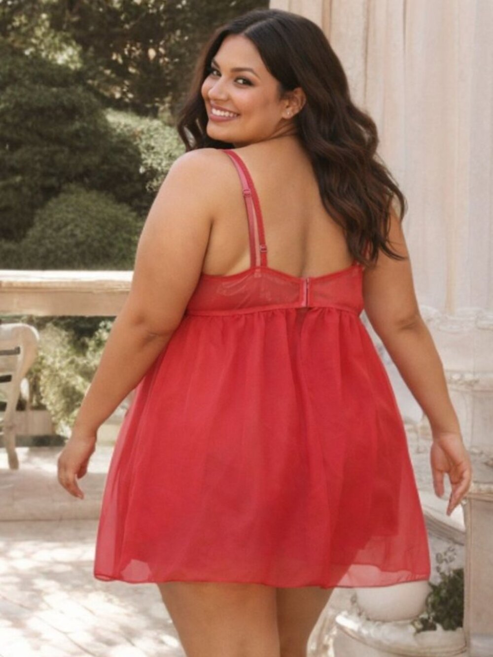 Cacique Babydoll Lingerie 2Pcs Sheer Lace Chemise Nightgown Underwear Plus 18/20 - Picture 4 of 12